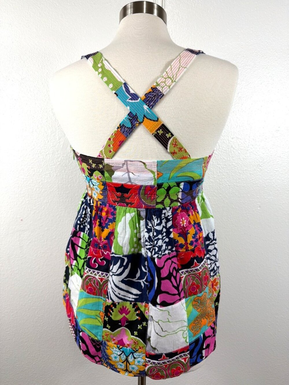 J.Crew Patchwork Babydoll Tank Top Y2K Boho Cottagecore Multicolor Size 10 - Picture 4 of 11